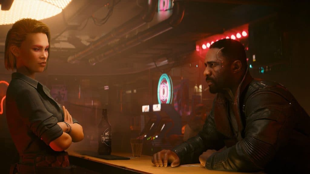 idris elba sat at bar in cyberpunk 2077 phantom liberty dlc