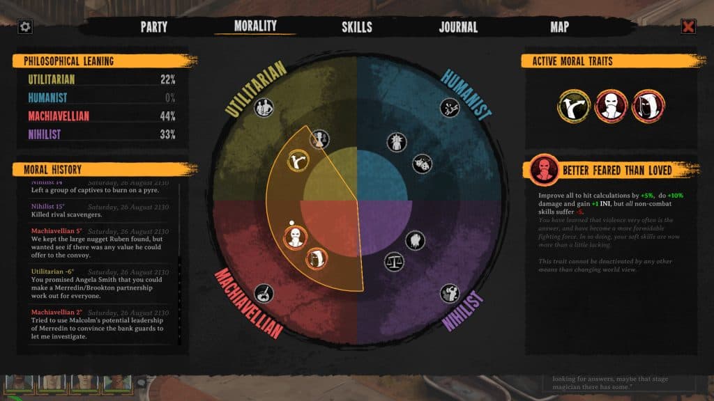 Broken Roads Morality System Example