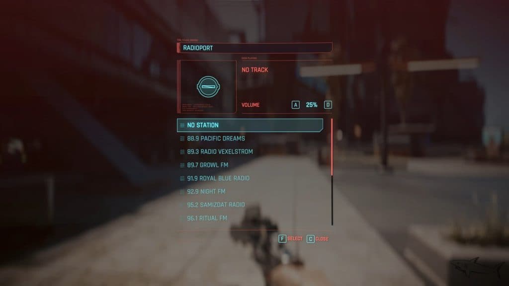 Changing radio stations on Radioport in Cyberpunk 2077