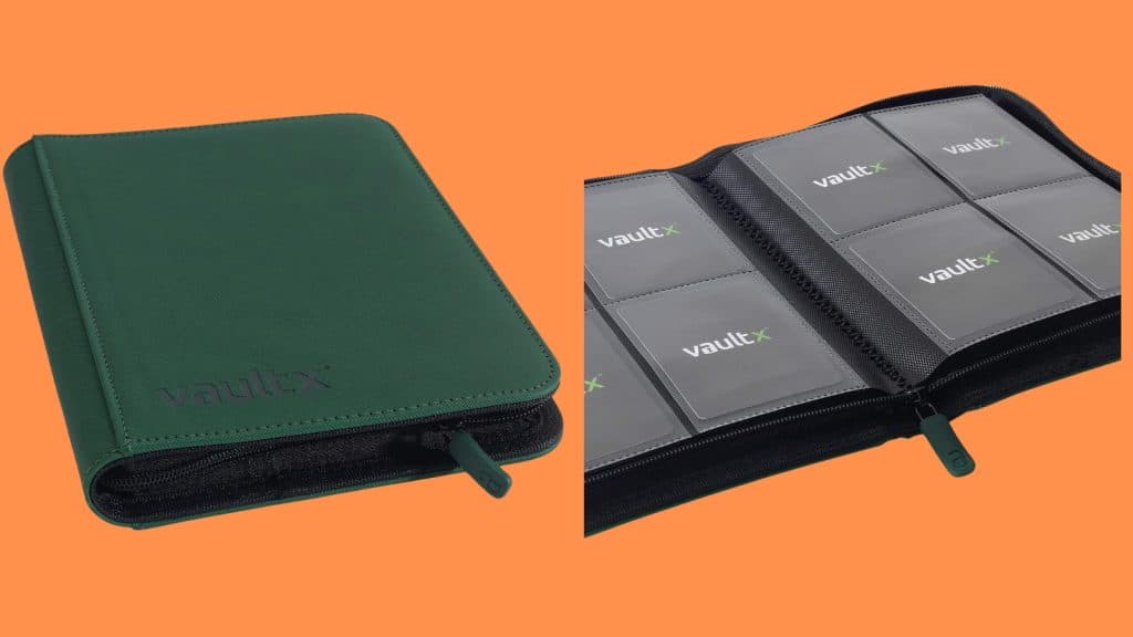 Vault X Premium Exo-Tec® Zip Binder - 4 Pocket Trading Card Album Folder -  160 Side Loading Pocket Binder for TCG (Yellow)