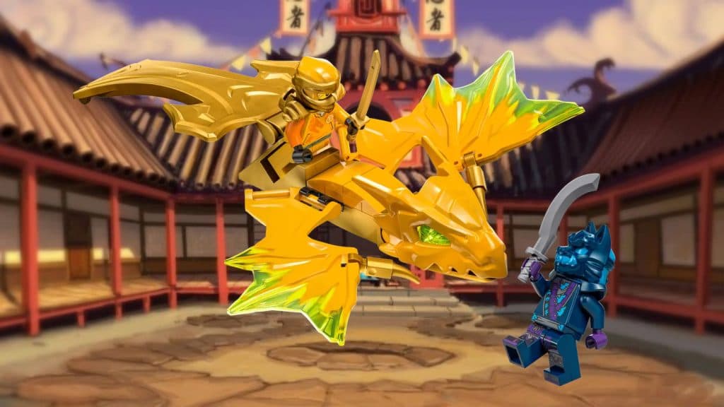  LEGO Ninjago Dragons Rising: Kai Minfigure with Dual Swords  Yellow : Toys & Games