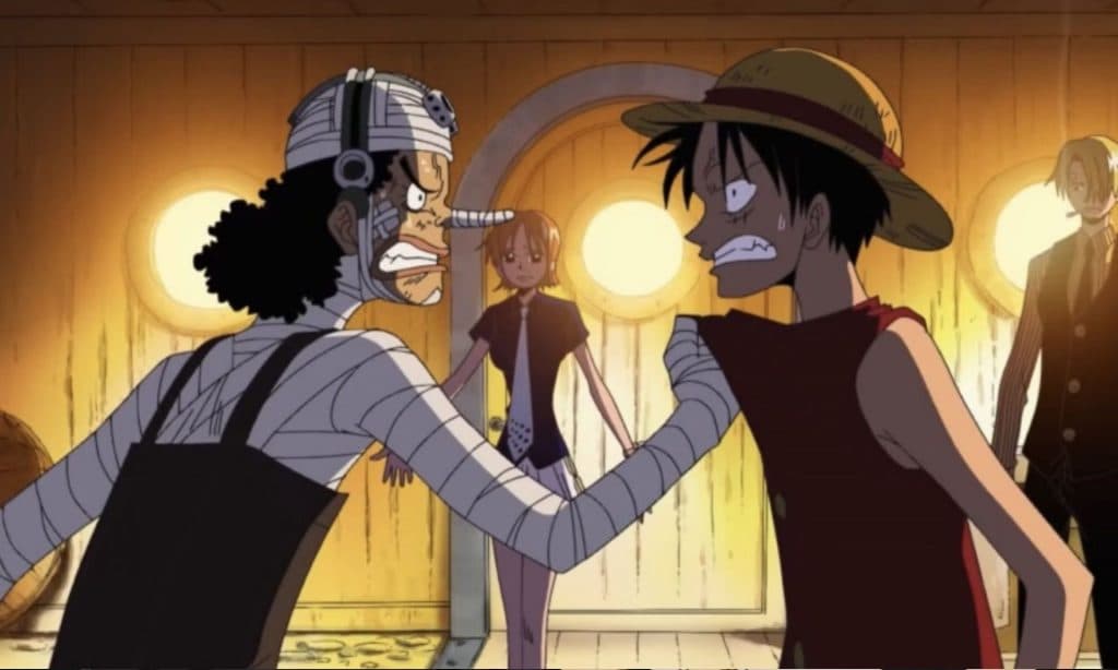 Usopp and Luff fighting