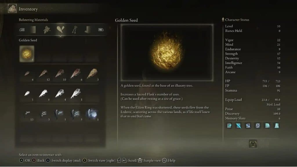 Golden Seed as a Keepsake in Elden Ring