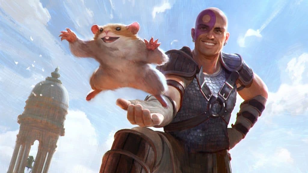 Magic: The Gathering card art featuring Baldur's Gate 3's Minsc and Boo