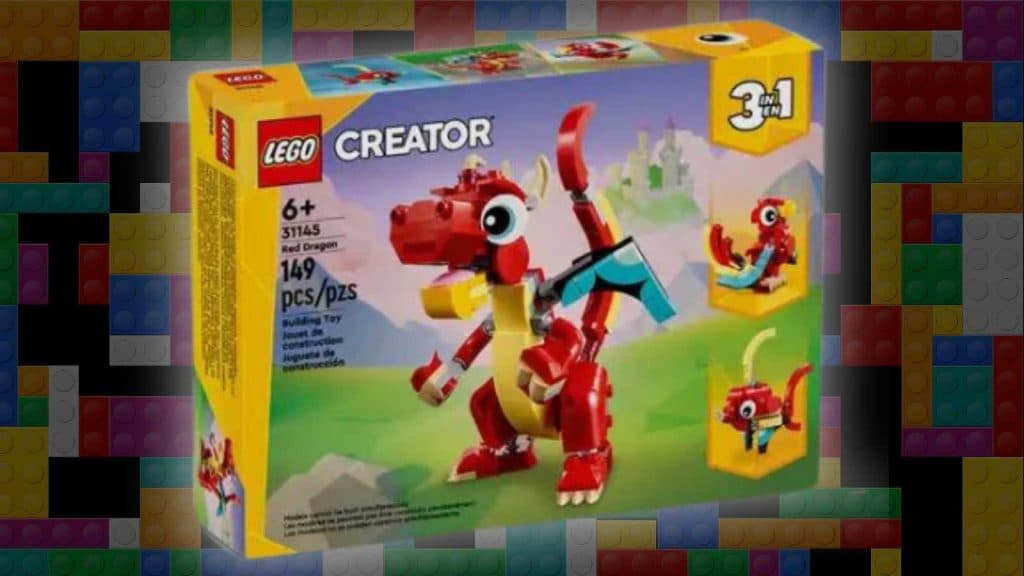 LEGO Creator 3in1 Red Dragon on a LEGO background