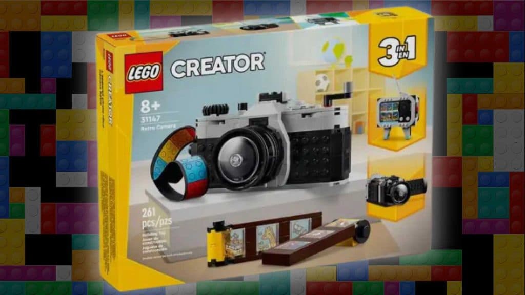 LEGO Creator 3in1 Retro Camera on a LEGO background