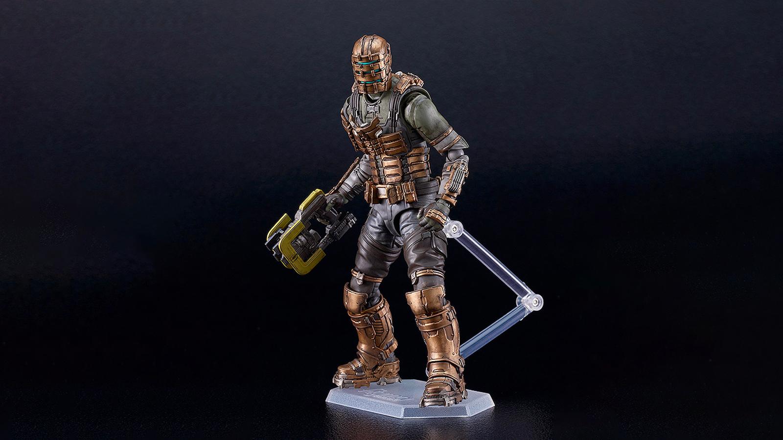 dead space's isaac clarke figma figure on black background and stand