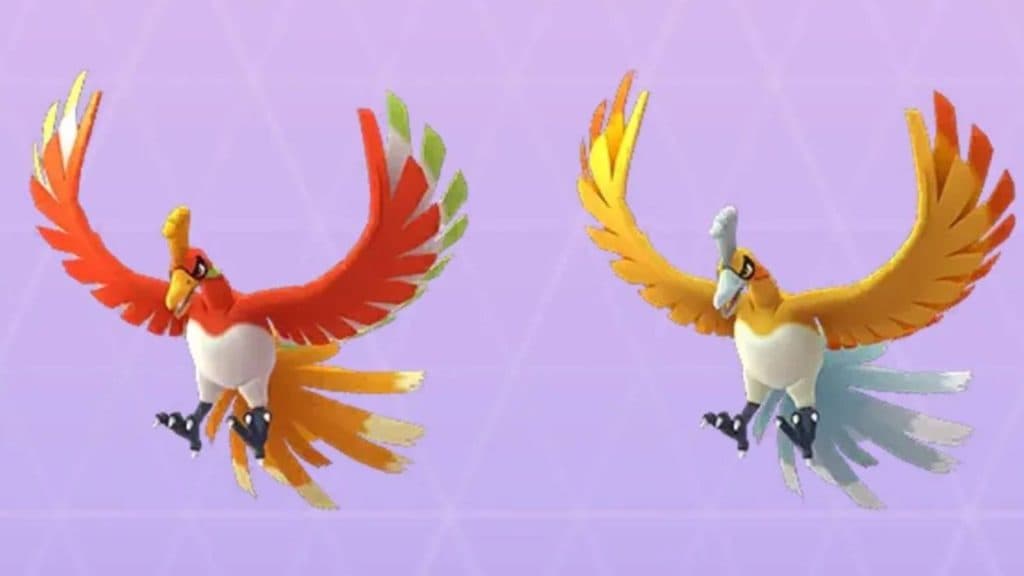 The Legendary Pokemon Ho-Oh appears in a Pokemon Raid