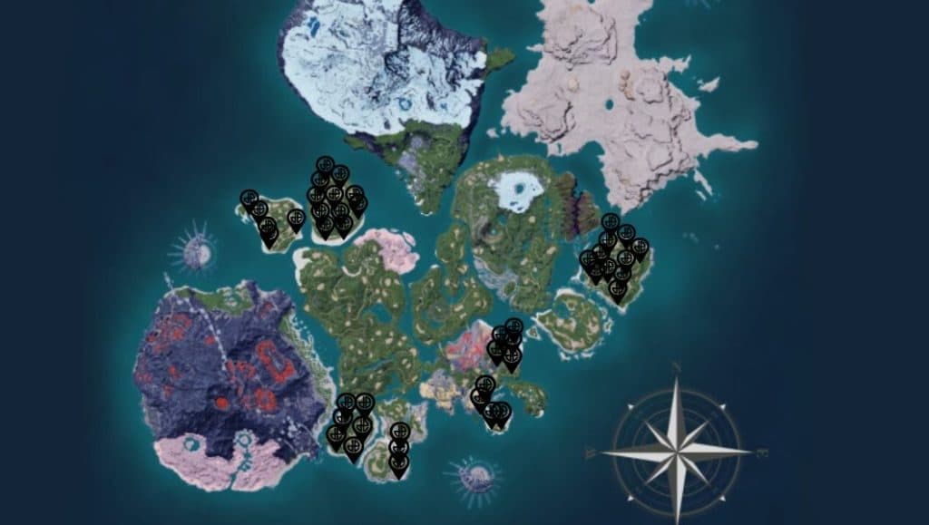 Spawn locations of Teafant in Palworld