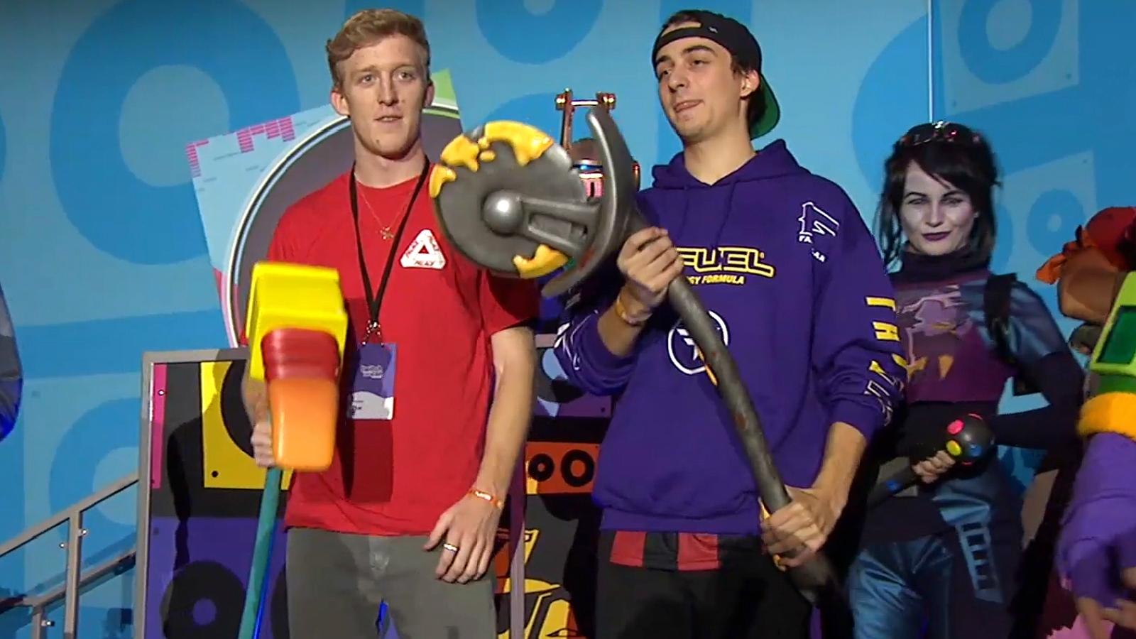 Tfue and Cloak after winning a Fortnite tournament.