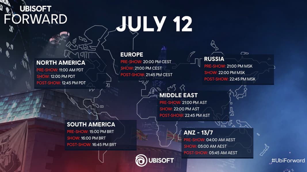 Ubisoft Forward Time Zone Graphic