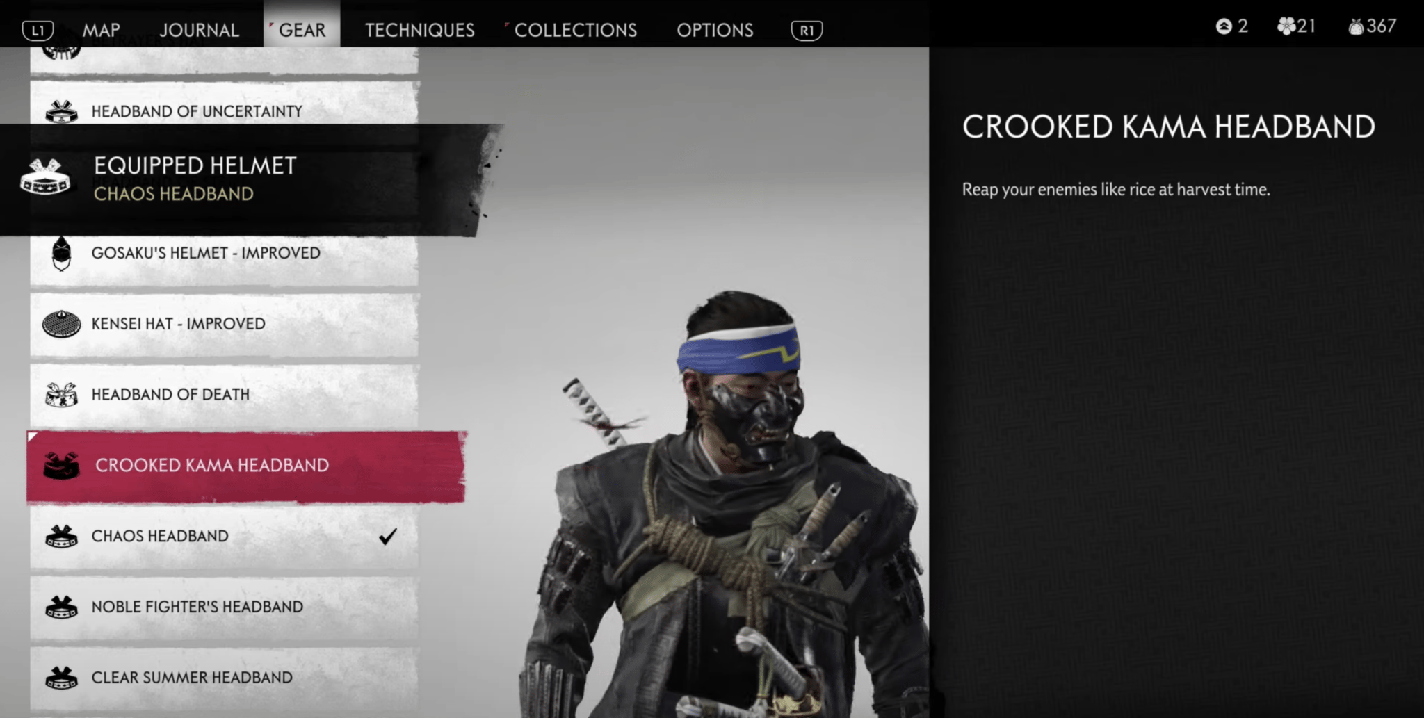 crooked kama headband ghost of tsushima