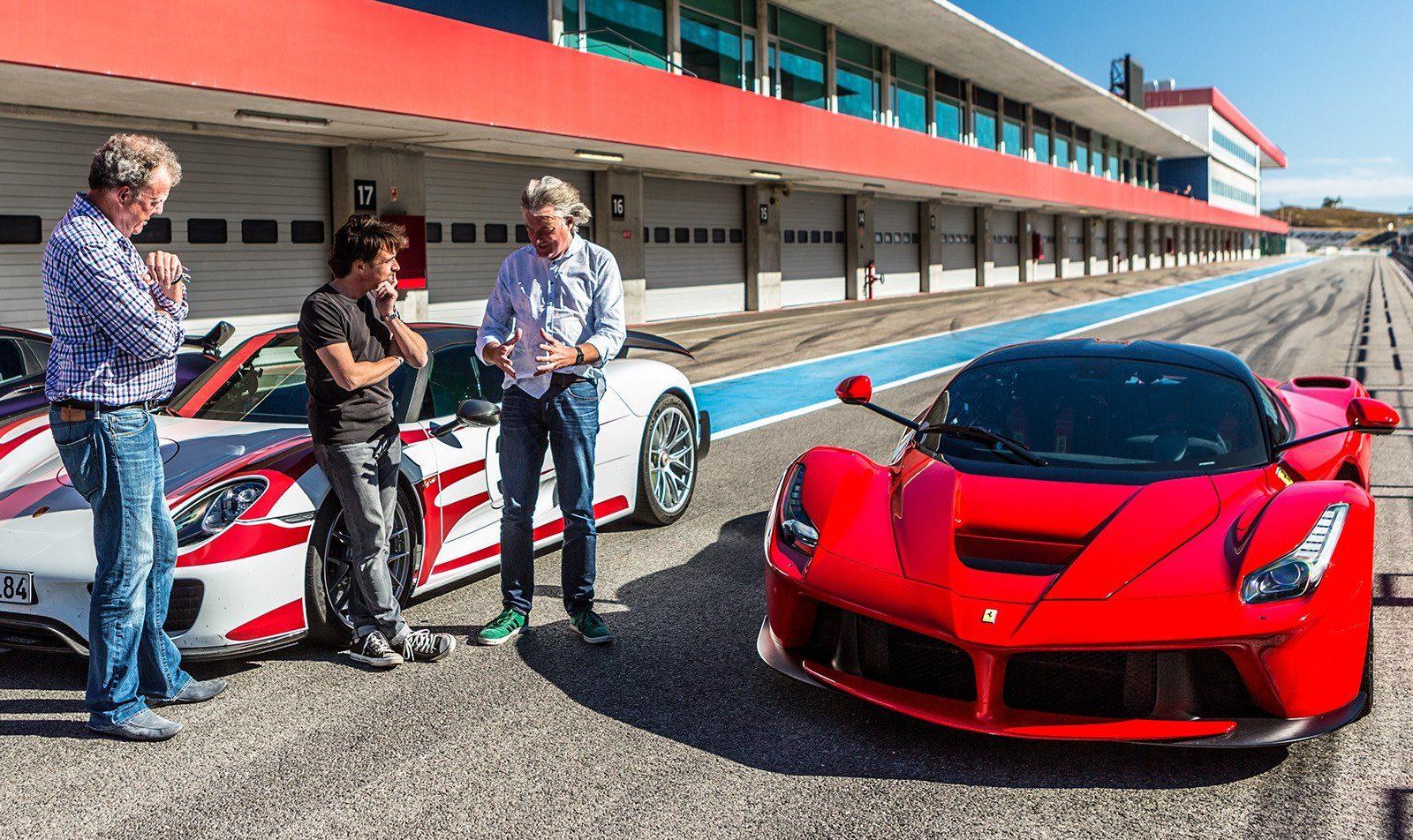 The Grand Tour Ferrari and James May, Richard Hammond, Jeremy Clarkson