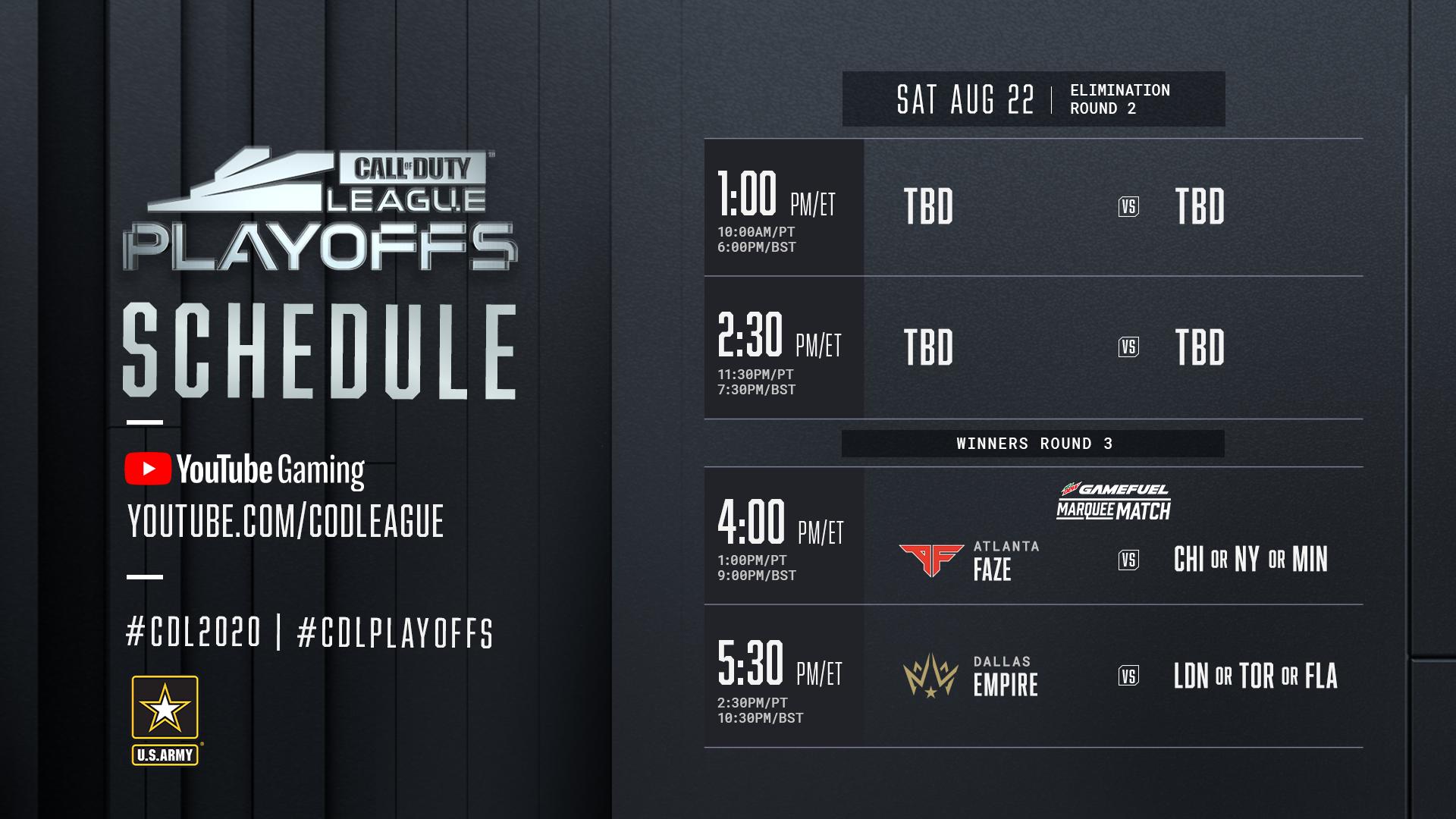 Full match schedule announced for 4.6 million CDL Playoffs & Champs