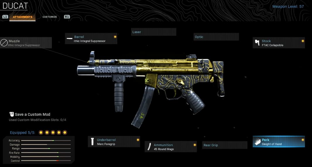 Ducat MP5 Warzone loadout in MW Gunsmith