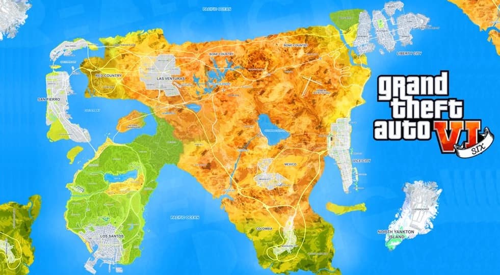 GTA V Map based on GTA 1 Map, Los Angeles, San Francisco. - GTA V