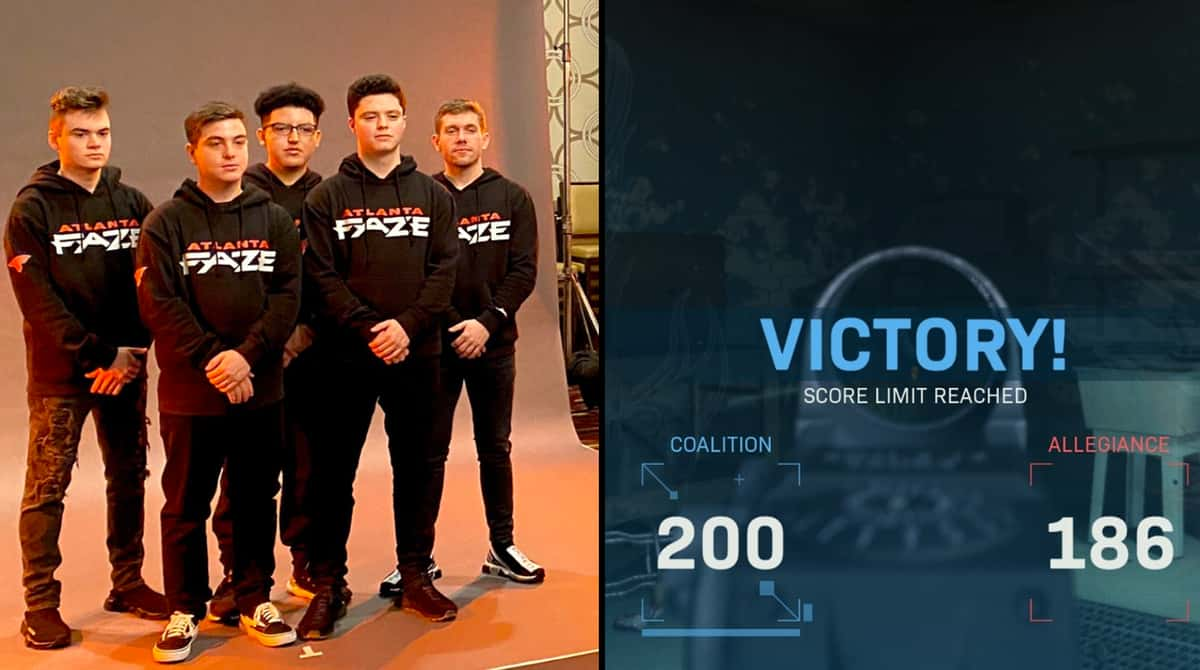 Atlanta Faze roster poses for a social media photoshoot - Modern Warfare victory screen