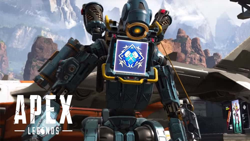 Pathfinder sad in Apex Legends with 4k damage badge