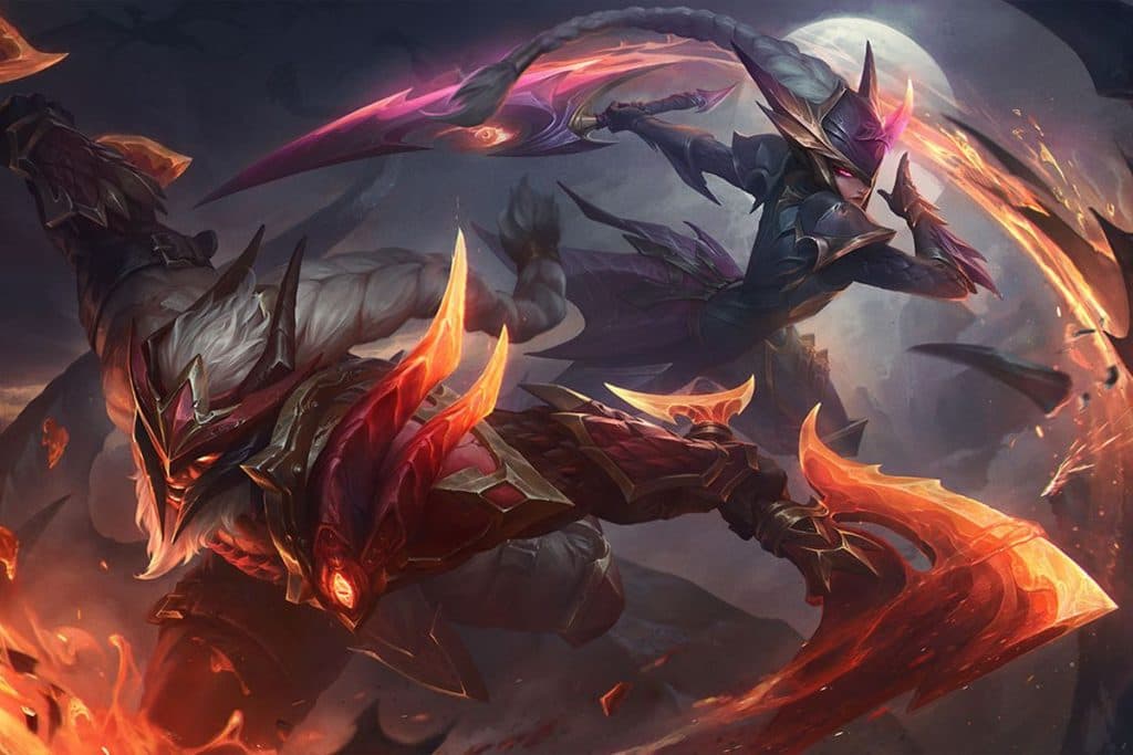 Dragonslayer Olaf and Diana skins for LoL