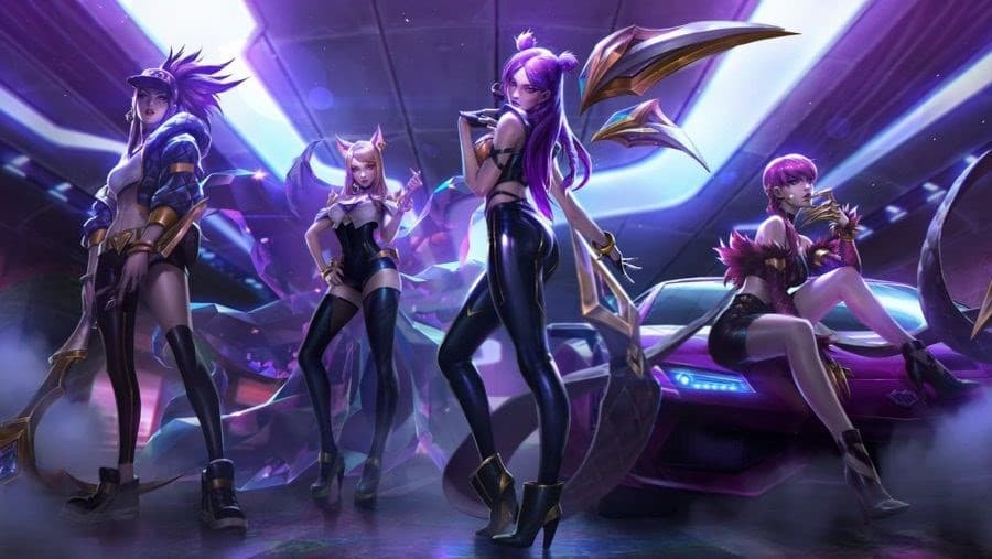 K/DA Ahri, Akali, Evelynn, and Kai'Sa from League of Legends