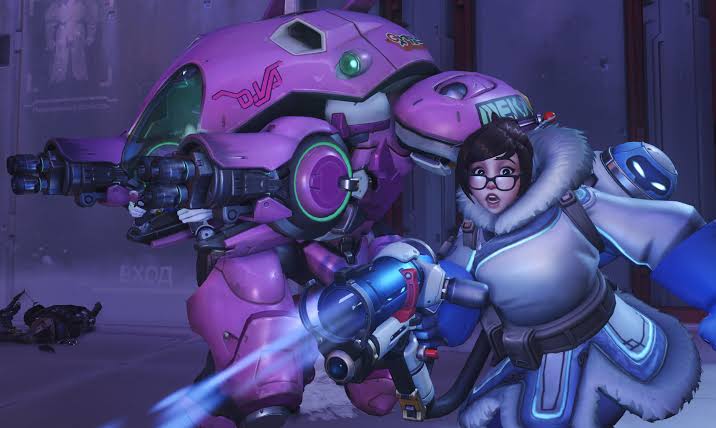 Overwatch Mei and D.Va in combat