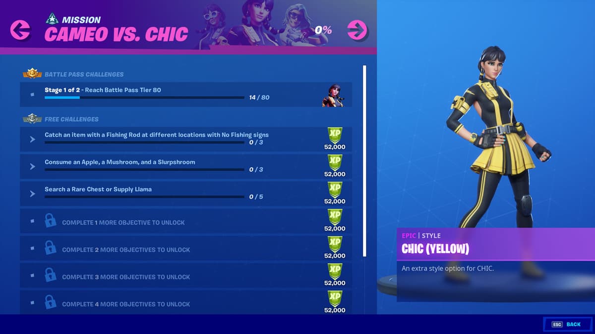 Cameo vs Chic mission in Fortnite