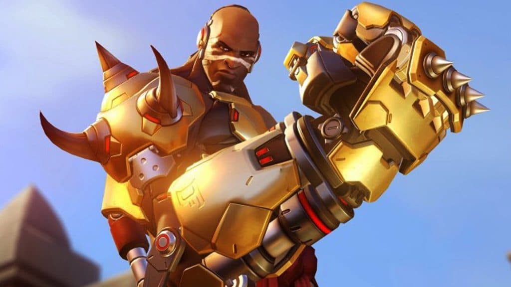 Overwatch DPS hero Doomfist taunts on Temple of Anubis