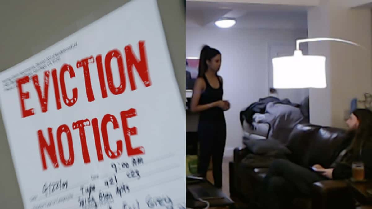 Streamer evicting roommate with an eviction sign