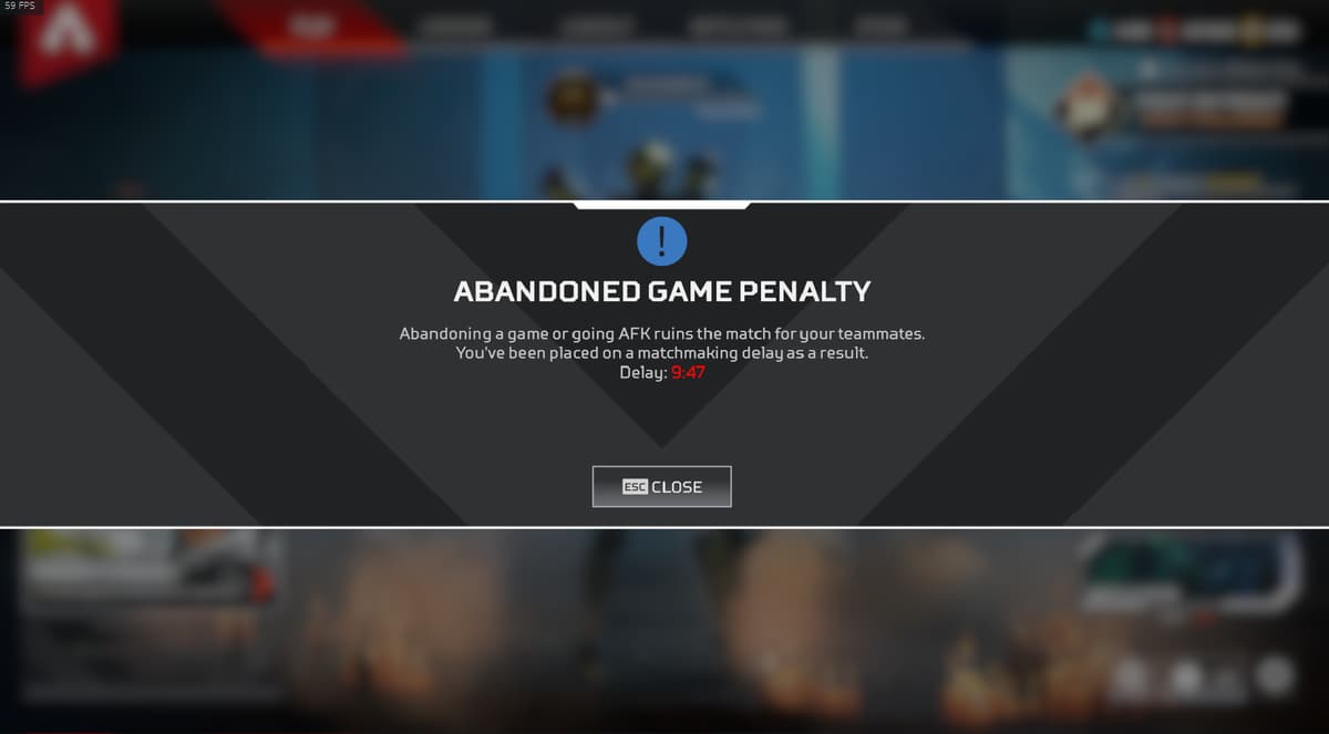 Leaving penalty in Apex Legends.