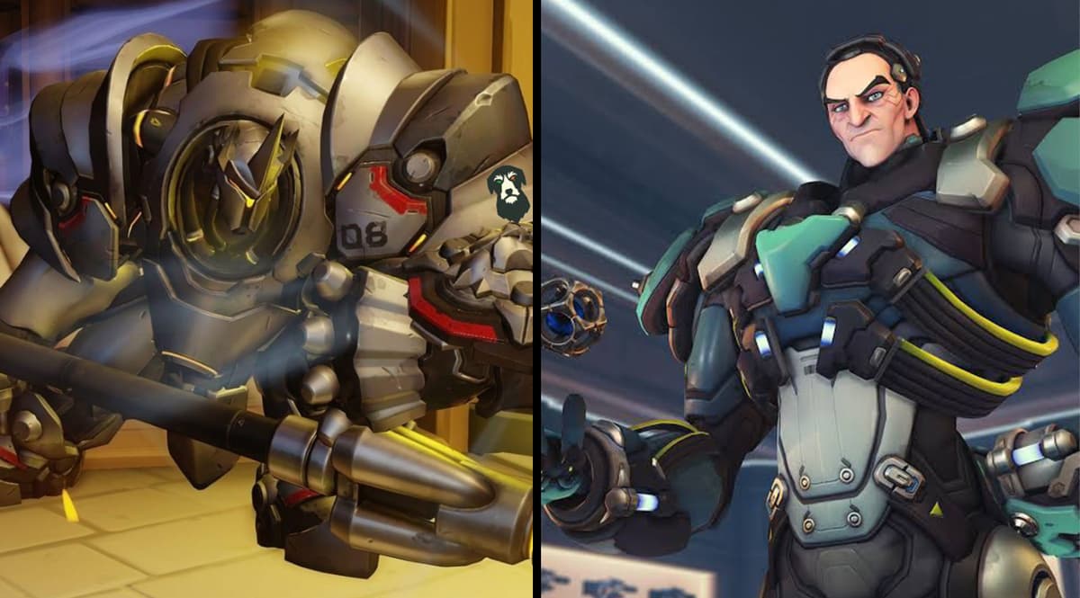 Overwatch heroes Sigma and Reinhardt