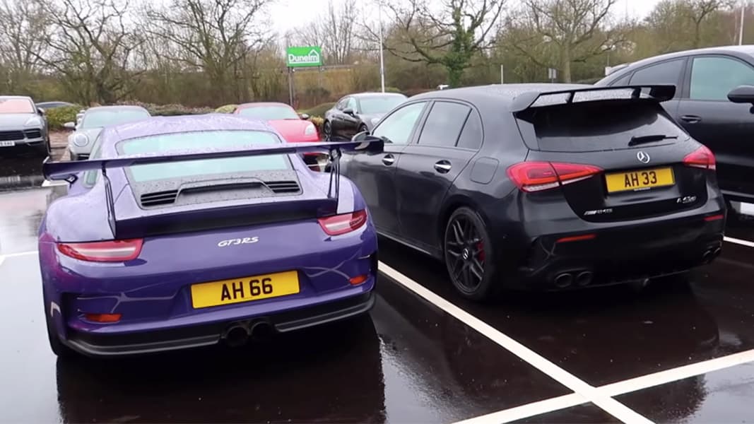 An image of Archie Hamilton's cars in the rain.