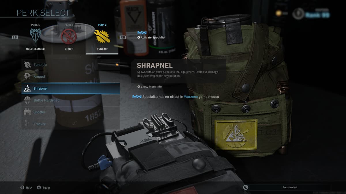 Shrapnel perk in Warzone.