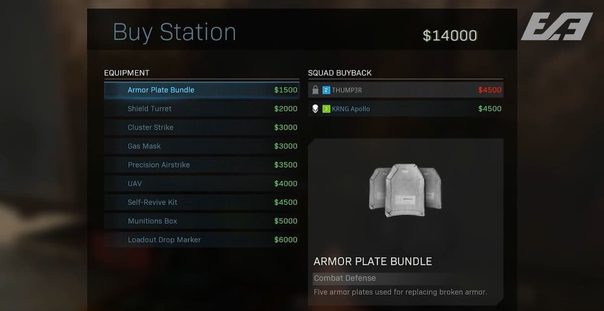 Warzone Buy Station Menu