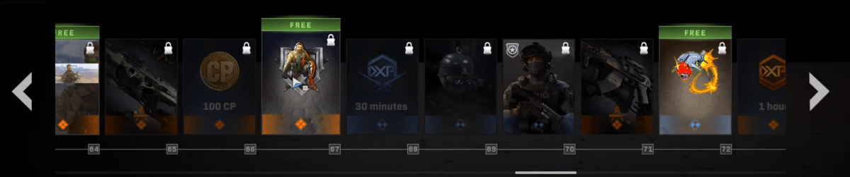 The instant items and tiers 64-72 of the Modern Warfare Season 3 Battle Pass.