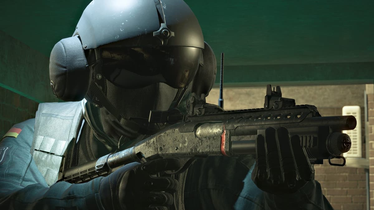 Jager holding M870 in Rainbow Six Siege