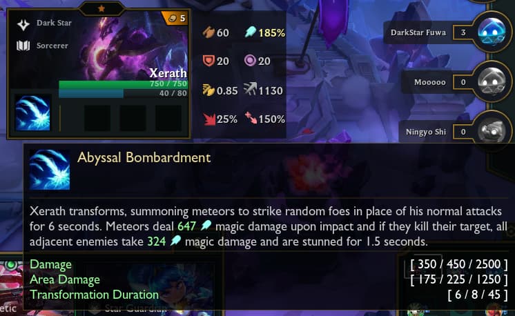 Xerath TFT stats