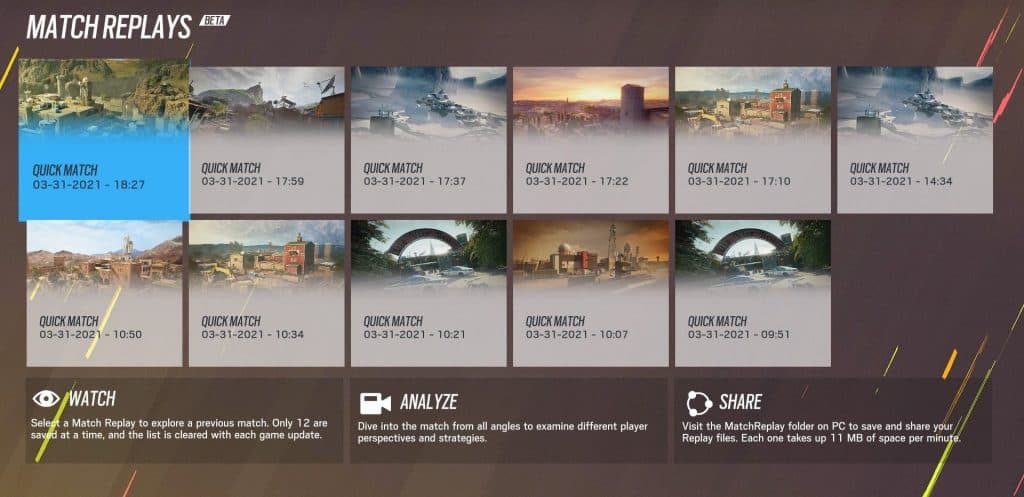 Rainbow Six Match replay menu