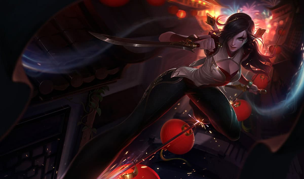 Warring Kingdoms Katarina splash art for League of Legendss