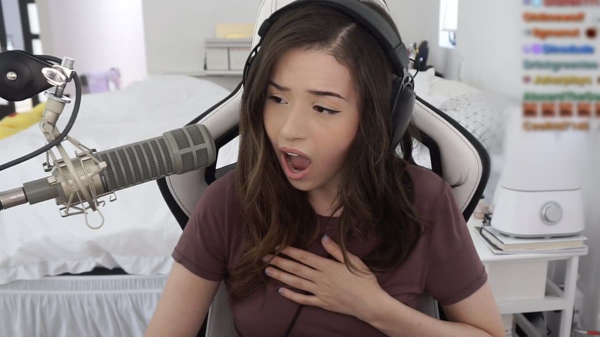 Pokimane looking surprised while streaming