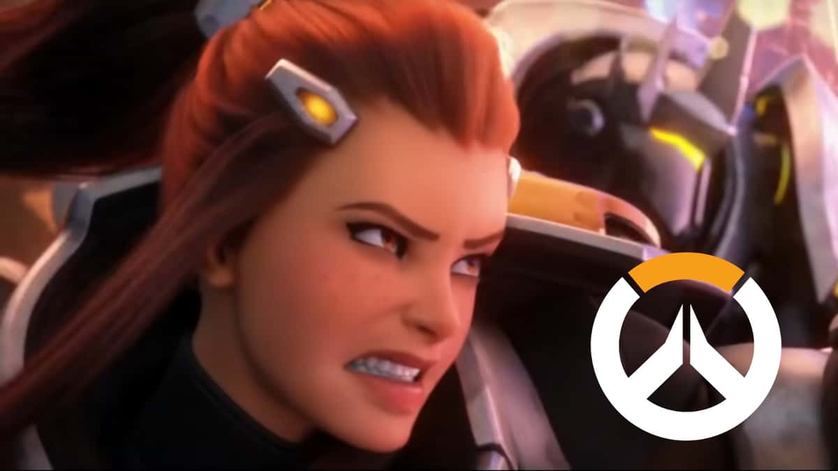 Brigitte and Reinhardt stare down enemies