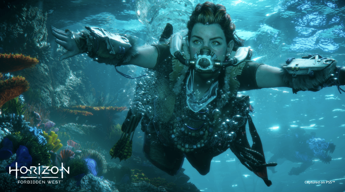 Horizon Forbidden West Aloy swimming 