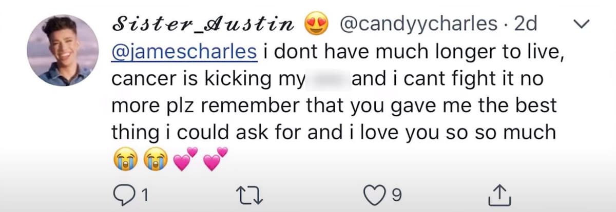 James Charles Fan tweet