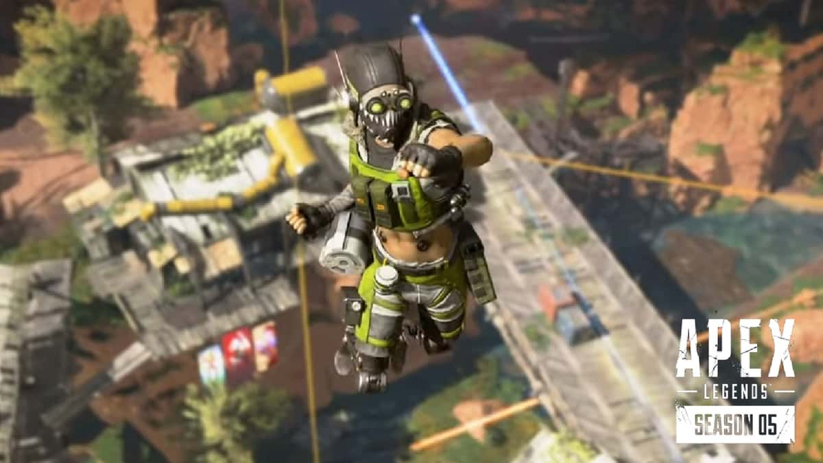 Octane using a jump pad in Apex Legends