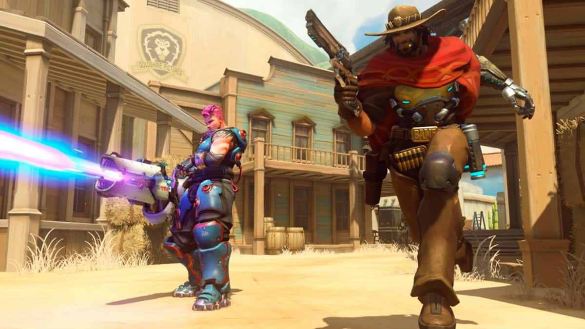 McCree and Zarya attack Hollywood in Overwatch