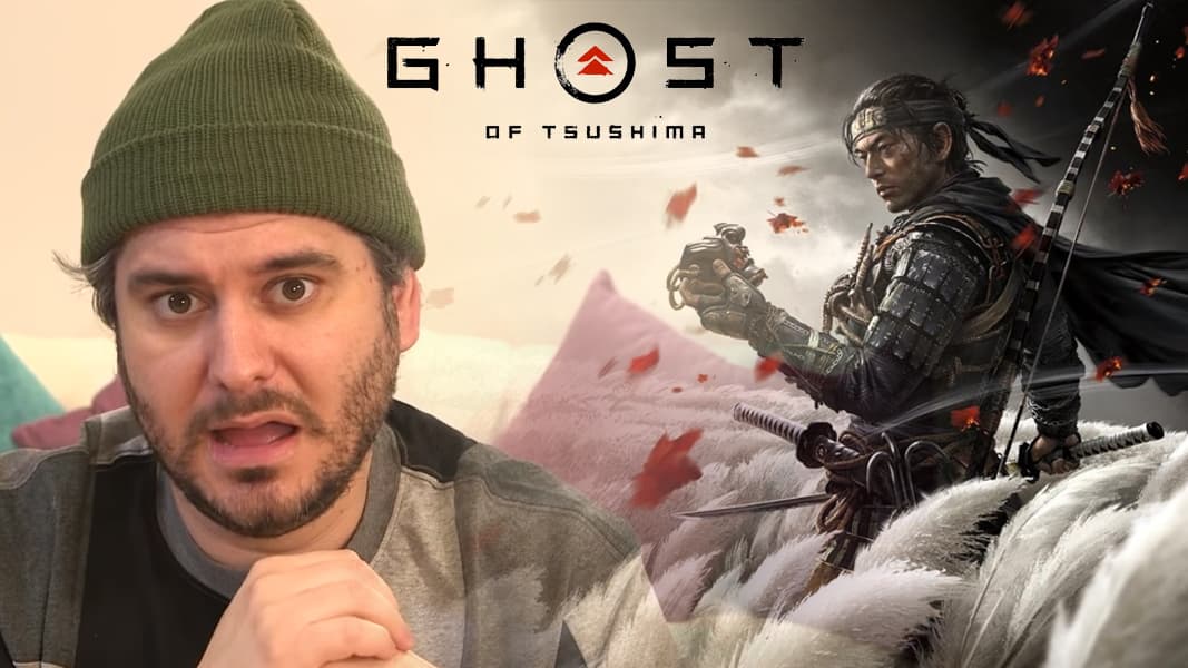 Ethan Klein next to Ghost of Tsushima