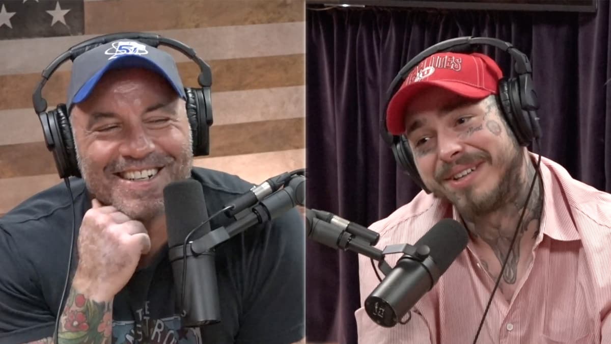 Joe Rogan and Post Malone on a podcast