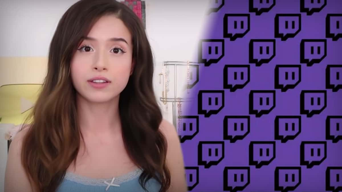 pokimane in front of twitch logo