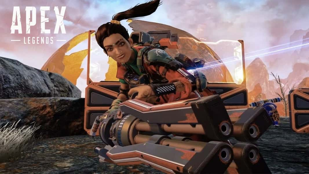 Rampart with her minigun in Apex Legends