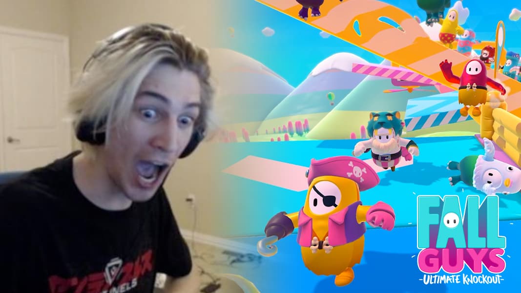 xQc raging next to Fall Guys