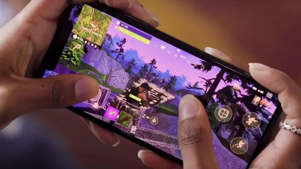 Fortnite mobile on a smart phone.